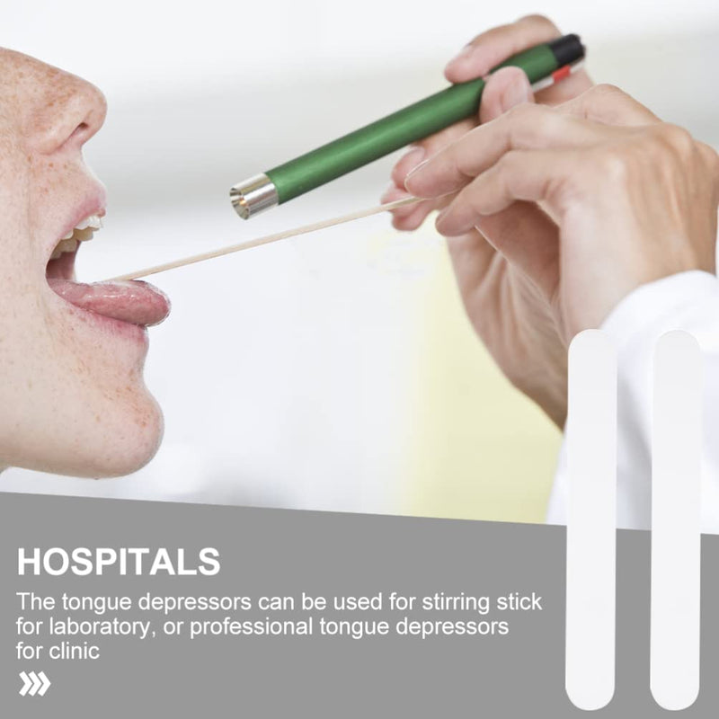 [Australia - AusPower] - 25pcs Tongue Depressors Tongue Stir Sticks Reusable Applicator Sticks Stirring Stick Tool for Laboratory White Plastic Tongue Scraper 