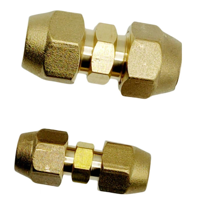 [Australia - AusPower] - 2PCS 1/4" and 3/8" Copper Pipe Extension Joint Connectors for Air Conditioning Pipe Coupling Adapters with Flare Nuts, Free Welding copper flare fittings 