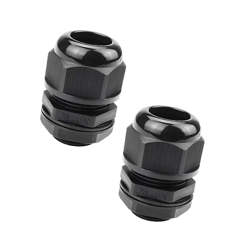 [Australia - AusPower] - Cable Glands, NPT 3/4in Power Strain Relief Cord Connector, Black PA Nylon Cord Grips, Adjustable IP68 Waterproof Cable Gland, for Electrical Box Wire (3/4"-2pcs) 3/4"-2pcs 