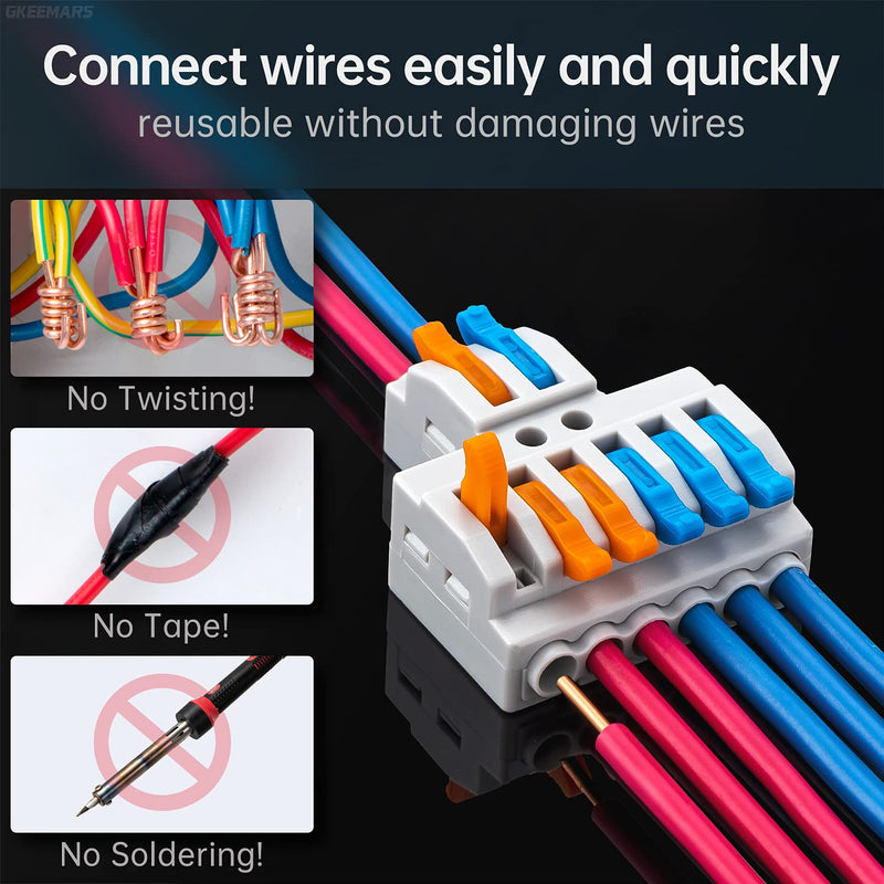 [Australia - AusPower] - GKEEMARS 10 Pcs Lever Wire Connectors, Quick Wiring Cable Connector Push-in Conductor Terminal Block (2 in 6 Out) 2 in 6 out 