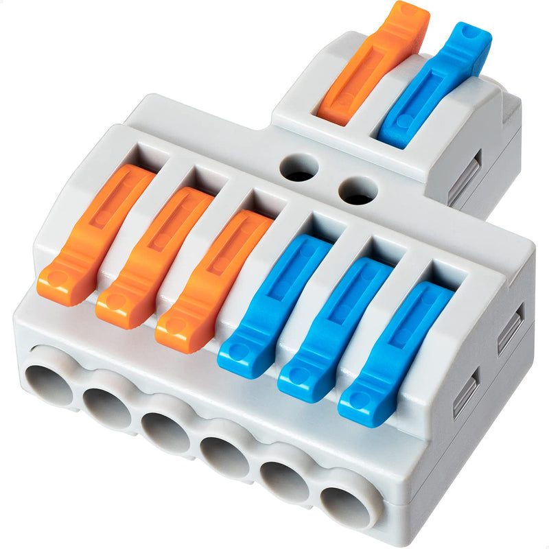 [Australia - AusPower] - GKEEMARS 10 Pcs Lever Wire Connectors, Quick Wiring Cable Connector Push-in Conductor Terminal Block (2 in 6 Out) 2 in 6 out 