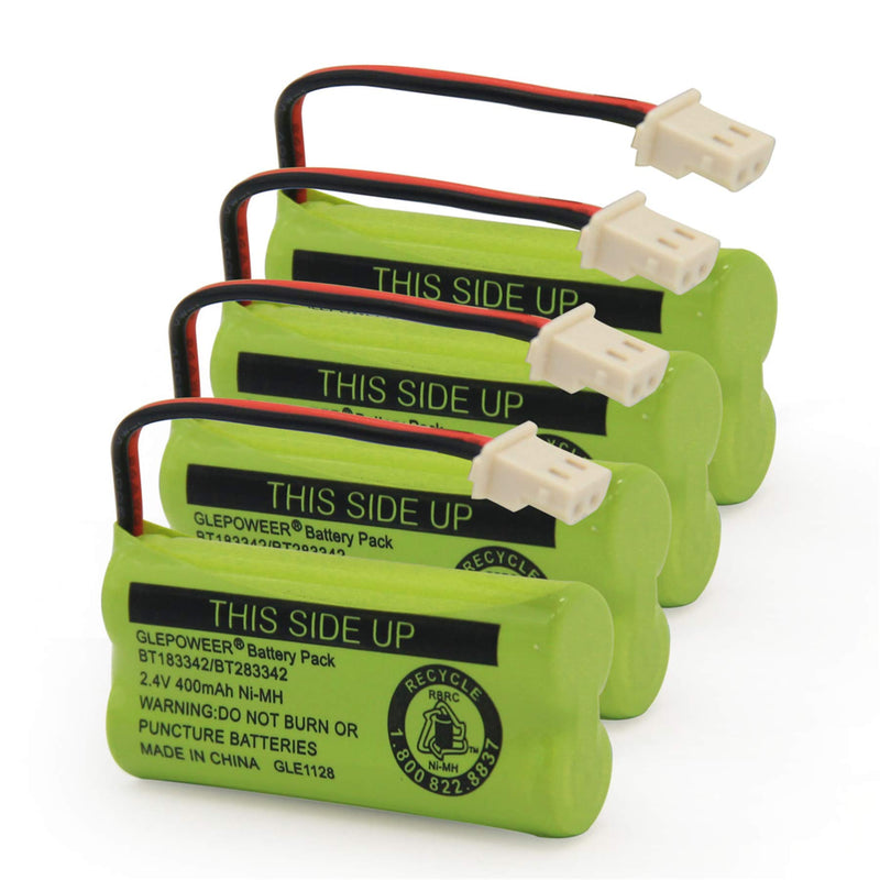 [Australia - AusPower] - BT183342/BT283342 2.4V 400mAh Ni-MH Battery Pack Compatible with Cordless Phone Batteries BT166342/BT266342 BT162342/BT262342 (4 Pack BT183342) 4 PACK BT183342 