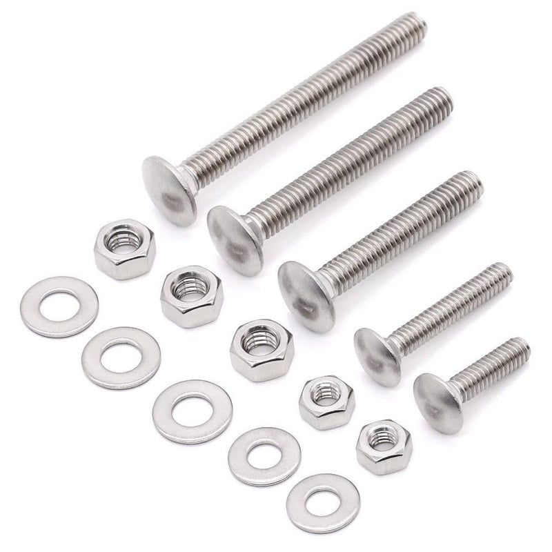 [Australia - AusPower] - (8 sets) M8-1.25 x 70mm Stainless Steel Carriage Bolts Screws Kits, Round Head Square Neck Screws, Hex Nuts & Flat Washers, 304 Stainless Steel 18/8, Full Thread 8 