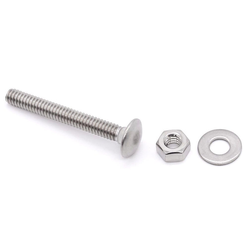 [Australia - AusPower] - (8 sets) M8-1.25 x 70mm Stainless Steel Carriage Bolts Screws Kits, Round Head Square Neck Screws, Hex Nuts & Flat Washers, 304 Stainless Steel 18/8, Full Thread 8 