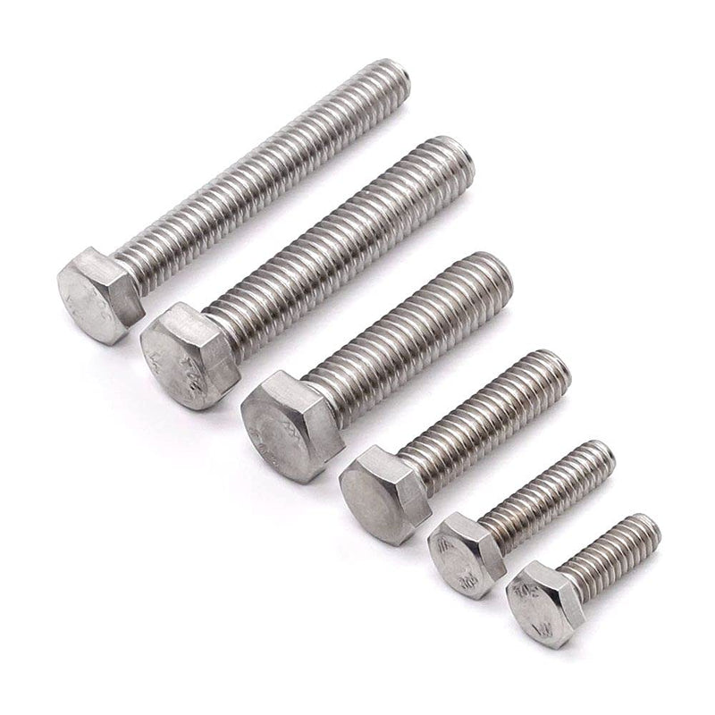[Australia - AusPower] - 3/8-16 x 2" (8 pcs) Stainless Steel Hex Head Screws Bolts (3/8" to 6" available), 18/8 Stainless Steel 304, Fully Threaded, Machine Coarse Thread, No Coating, Plain Finish 3/8-16 x 2" 8 