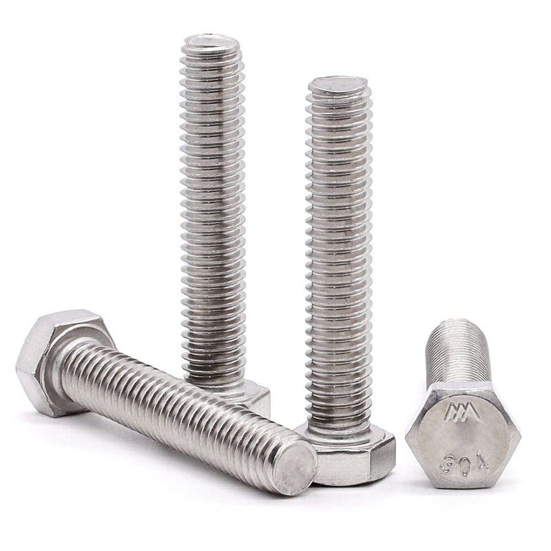[Australia - AusPower] - 3/8-16 x 2" (8 pcs) Stainless Steel Hex Head Screws Bolts (3/8" to 6" available), 18/8 Stainless Steel 304, Fully Threaded, Machine Coarse Thread, No Coating, Plain Finish 3/8-16 x 2" 8 