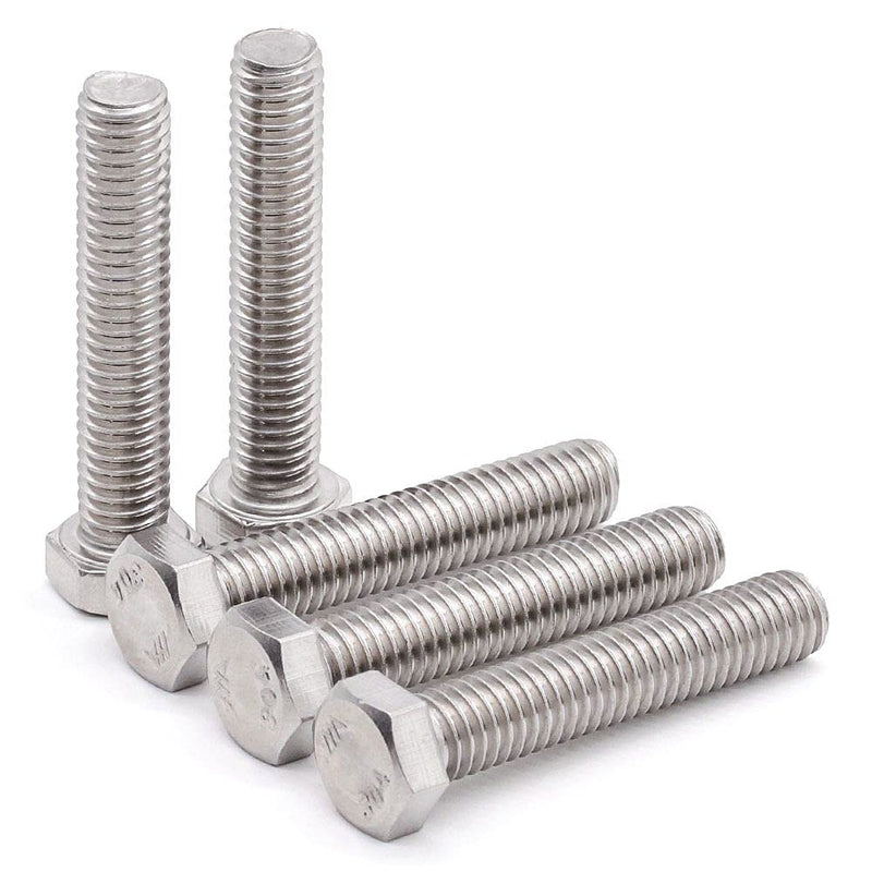 [Australia - AusPower] - 3/8-16 x 2" (8 pcs) Stainless Steel Hex Head Screws Bolts (3/8" to 6" available), 18/8 Stainless Steel 304, Fully Threaded, Machine Coarse Thread, No Coating, Plain Finish 3/8-16 x 2" 8 