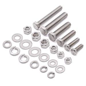 [Australia - AusPower] - 8 Sets Glvaner 3/8-16 x 1" Stainless Steel Hex Head Screws Bolts, Nuts, Flat & Lock Washers, 18-8 (304) Stainless Steel, Full Thread, Coarse Thread 3/8-16 x 1" 8 