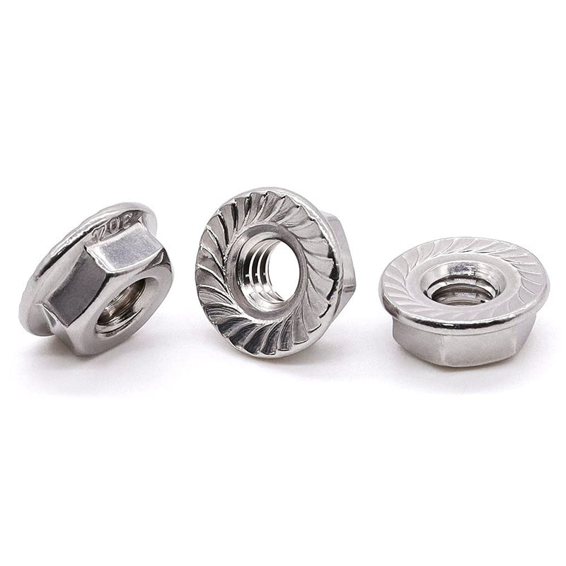 [Australia - AusPower] - Glvaner #8-32 Thread Size Stainless Steel Serrated Flange Hex Nuts Locknuts 304 Stainless Steel 18-8 50 Pack 