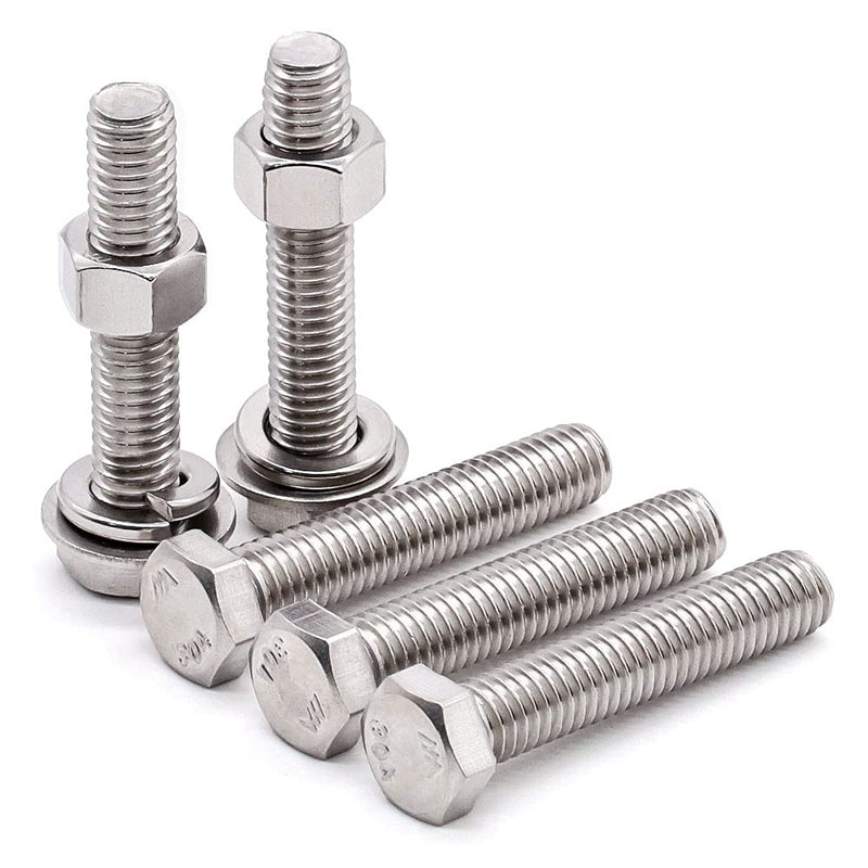 [Australia - AusPower] - 4 Sets Glvaner 1/2-13 x 5-1/2" Stainless Steel Hex Head Screws Bolts, Nuts, Flat & Lock Washers, 18-8 (304) Stainless Steel, Full Thread, Coarse Thread 1/2-13 x 5-1/2" 4 