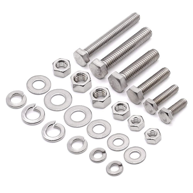 [Australia - AusPower] - 4 Sets Glvaner 1/2-13 x 5-1/2" Stainless Steel Hex Head Screws Bolts, Nuts, Flat & Lock Washers, 18-8 (304) Stainless Steel, Full Thread, Coarse Thread 1/2-13 x 5-1/2" 4 