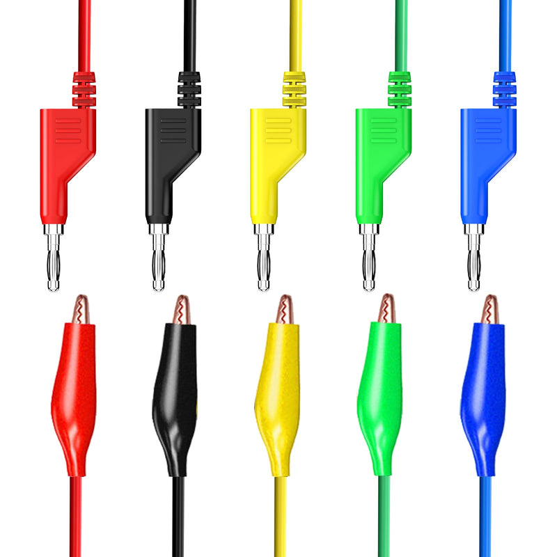 [Australia - AusPower] - Goupchn Stackabe Banana Plug to Alligator Clips Test Leads 5 Colors Soft Flexible Electrical Wire Cables for Multimeter Electrical Testing 500V/5A 