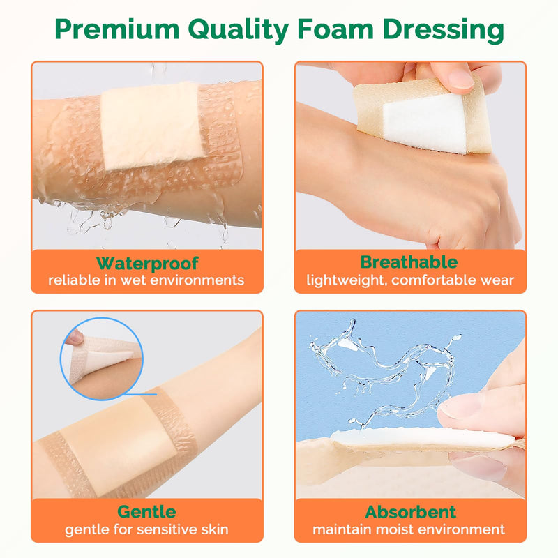 [Australia - AusPower] - Silicone Foam Dressing 3x3 Inch with Border 10 Packs Adhesive Waterproof Wound Dressing Bandages for Wound Care High Absorbency Foam Pad Bandaid 3 x 3 Inch(10pcs) 