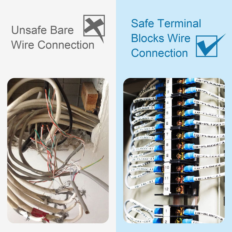 [Australia - AusPower] - Terminal Block,2 Pack 12 Circuits 20-30A 200v-450v Dual Row Screw Terminals Strip +48 PCS Heat Shrink Wire Connectors 20 Amps 