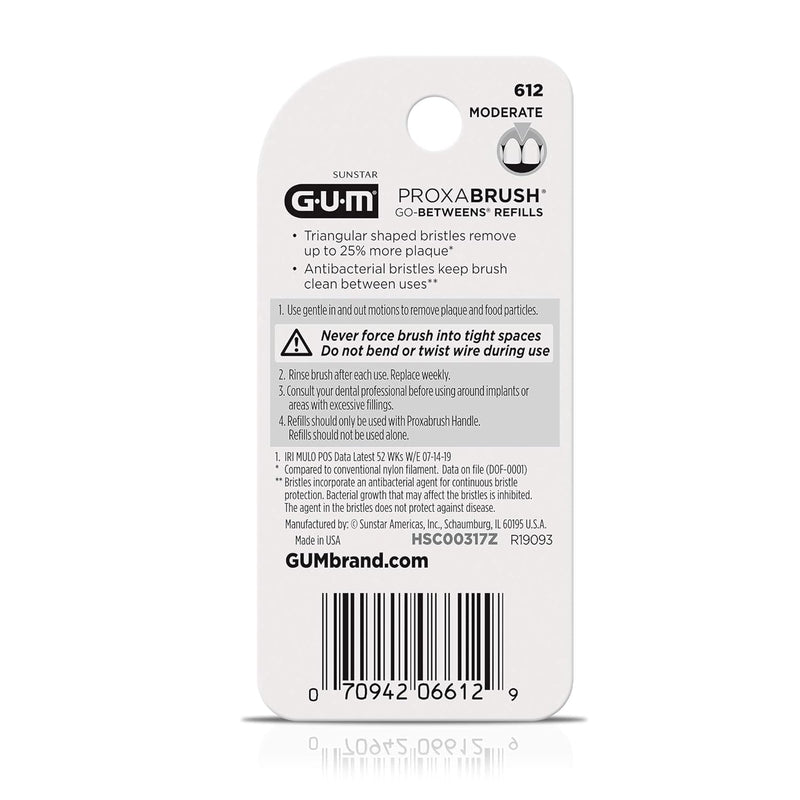[Australia - AusPower] - GUM Go-Betweens Proxabrush Refills Moderate [612] 8 Each (Pack of 5) 
