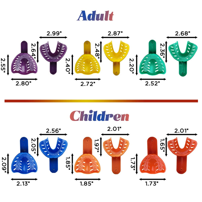 [Australia - AusPower] - 12PCS 6 Sizes Dental Impression Tray for Adult/Children, Plastic Materials Teeth Holder Dental Central Supply for Oral Tools 