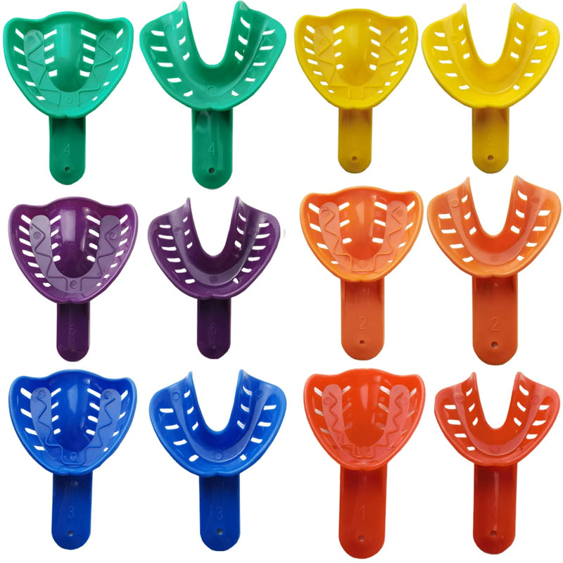[Australia - AusPower] - 12PCS 6 Sizes Dental Impression Tray for Adult/Children, Plastic Materials Teeth Holder Dental Central Supply for Oral Tools 