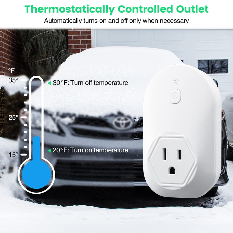[Australia - AusPower] - Thermostatically Controlled Outlet, Plug-in Freeze Protection Thermostat for Automotive Applications, Automatically Turn On at 20°F and Off at 30°F On at 20°F / Off at 30°F 