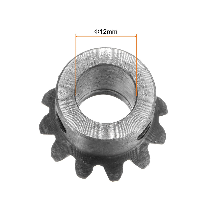 [Australia - AusPower] - 2pcs Bevel Gear 1M 12 Teeth 12mm Shaft Hole 1:1 Tapered Bevel Pinion Gear 45# Steel 2 Module 90 Degree Steering Gear, for Hardware Mechanical Rotation 12 mm 