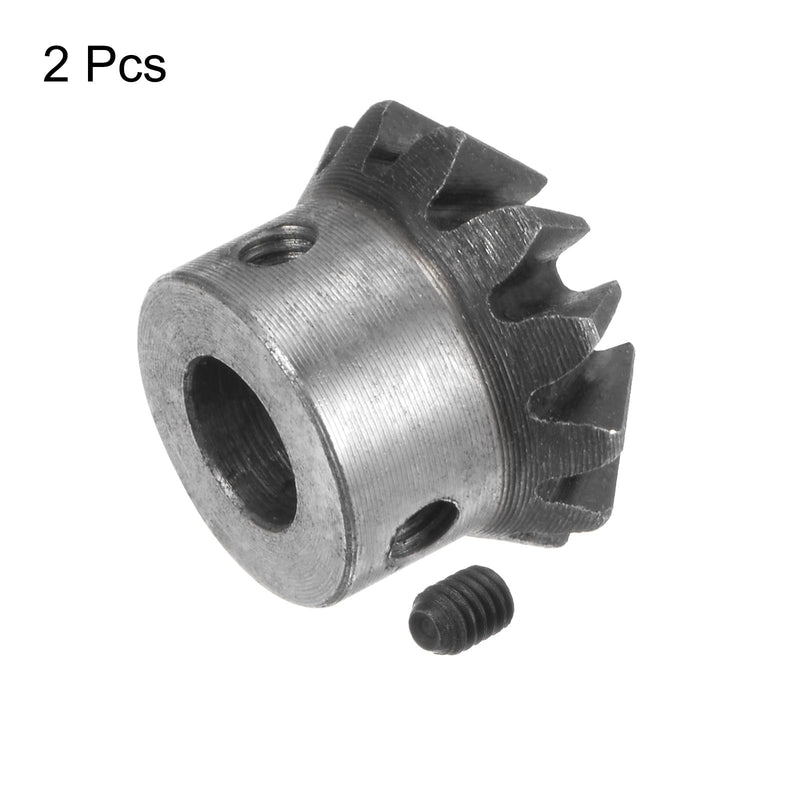 [Australia - AusPower] - HARFINGTON 2pcs Bevel Gear 1M 12 Teeth 10mm Shaft Hole 1:1 Tapered Bevel Pinion Gear 45# Steel 2 Module 90 Degree Steering Gear, for Hardware Mechanical Rotation 