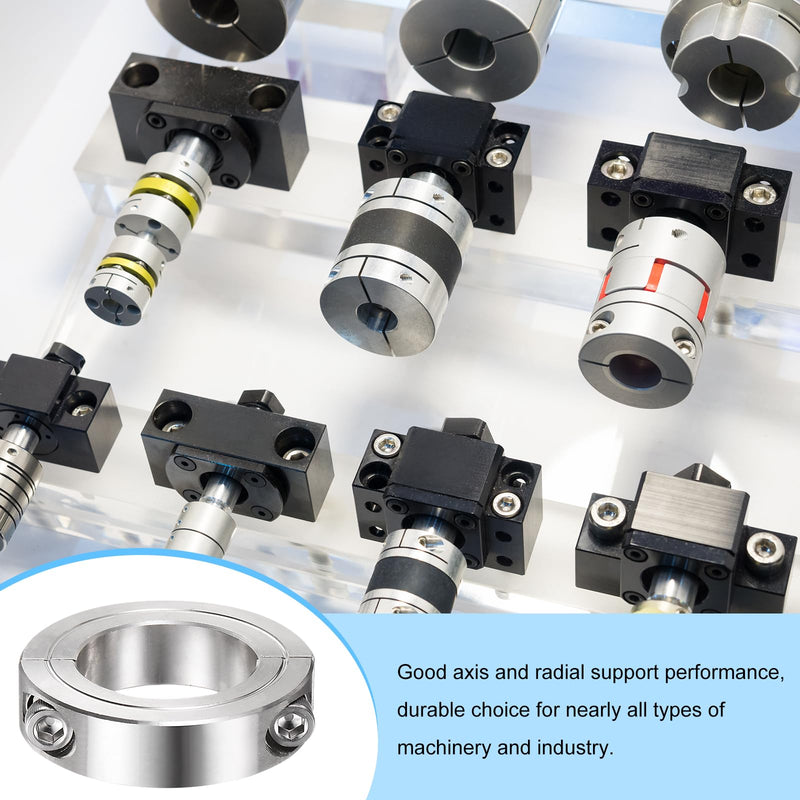 [Australia - AusPower] - 2pcs Shaft Collar for 1-3/8" Rod 2-1/4" OD 9/16" Width 304 Stainless Steel Double Split Axle Clamp-On Collar with Set Screw 1-3/8" Bore 