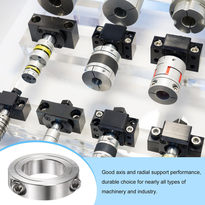 [Australia - AusPower] - Shaft Collar for 1-1/4" Rod 2-1/16" OD 1/2" Width 304 Stainless Steel Double Split Axle Clamp-On Collar with Set Screw 1-1/4" Bore 
