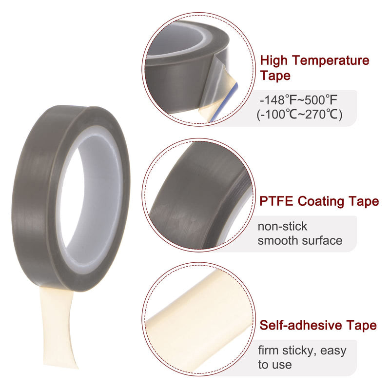 [Australia - AusPower] - PTFE Film Tape Roll, 0.4" x 33 ft High Temperature Tape 0.06mm Thickness with Single Side Adhesive for Vacuum Sealer Machine, Hand Impulse Sealers, Gray 