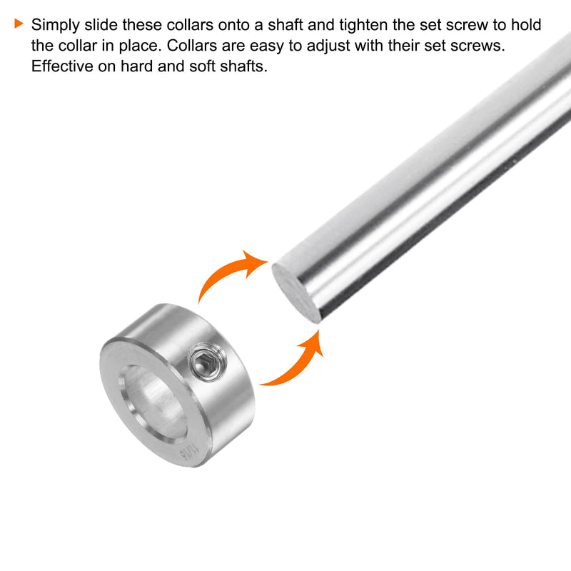 [Australia - AusPower] - 2pcs Shaft Collar 11/16" Bore 304 Stainless Steel Set Screw Shaft Collars, 1-1/4" OD, 9/16" Width, for Wheel Barrow Axle, Gearbox Assemblies, Machine Tools, Industry 