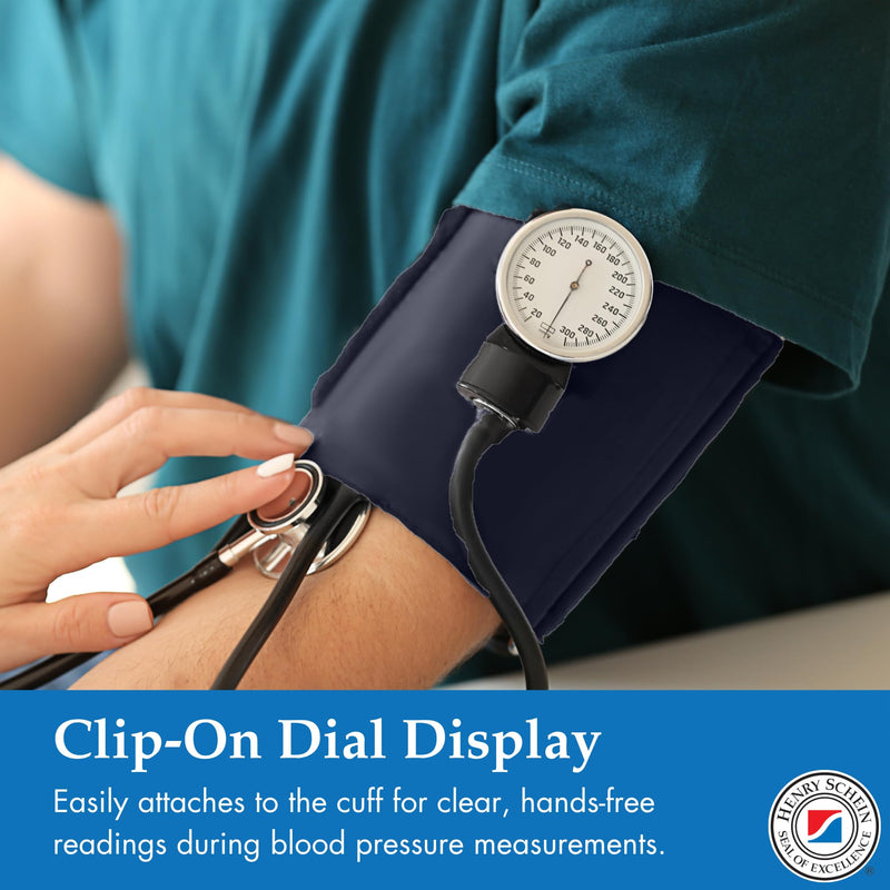 [Australia - AusPower] - Adult Pro Aneroid Sphygmomanometer – Size 11 Navy Blue Cuff, Manual Blood Pressure Monitor, Reusable, Dial Display, Includes Leatherette Carrying Case – 1 Count Adult (Size 11) 