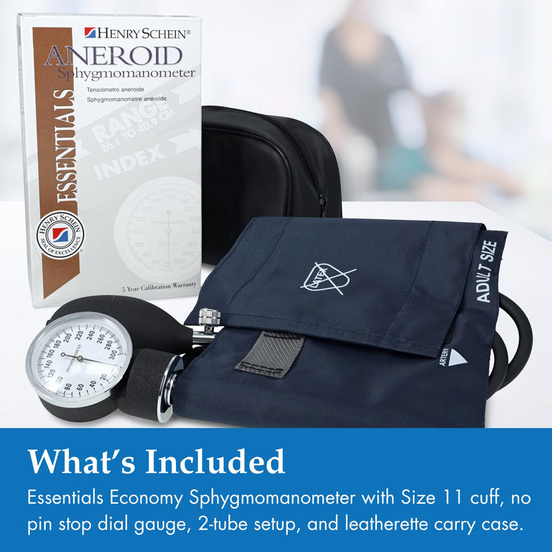 [Australia - AusPower] - Adult Pro Aneroid Sphygmomanometer – Size 11 Navy Blue Cuff, Manual Blood Pressure Monitor, Reusable, Dial Display, Includes Leatherette Carrying Case – 1 Count Adult (Size 11) 