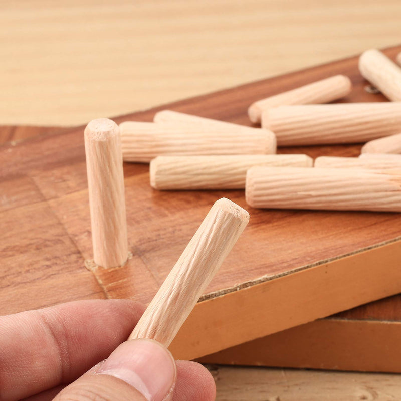 [Australia - AusPower] - 90 Pcs Wooden Dowel Pins, Straight Groove Wooden Dowel Pins with Beveled Ends Tapered, Easy Insertion, for Furniture Door Art Crafts Projects, M6 M8 M10 