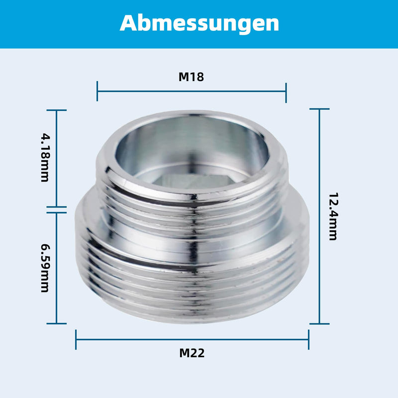 [Australia - AusPower] - Hibbent M18-M22 Brass Tap Aerator Connection, Male Thread Bathroom Tap Adapter for Sink Water Purifier Aerator M22-M18 