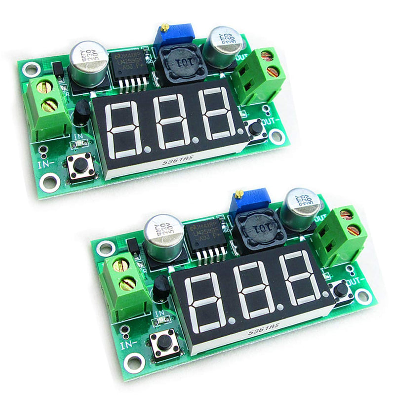 [Australia - AusPower] - HiLetgo 2pcs LM2596 Adjustable DC-DC Step Down Buck Power Convert Module 4.0-40V Input to 1.25-37V Output with LED Voltmeter Display 