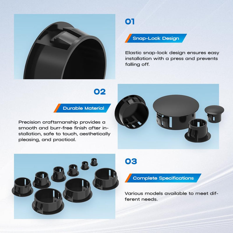 [Australia - AusPower] - 305Pcs Plastic Plug for Round Holes 9 Sizes Nylon Plastic Hole Plugs 1/5" 1/4" 5/16" 3/8" 1/2" 5/8" 3/4" 7/8" 1" for Furniture Cabinet Distribution Box 