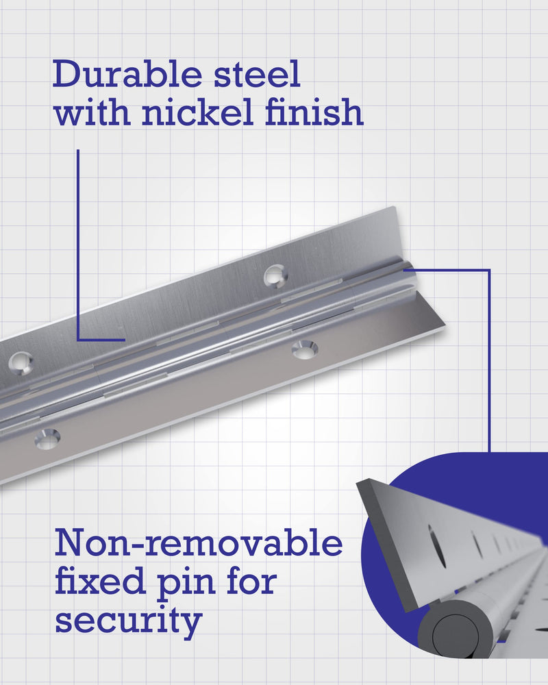 [Australia - AusPower] - Hardware Essentials 851070 Continuous Pin 36" x 1-1/2" Nickel 36" x 1-1/2" 