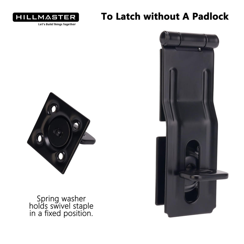 [Australia - AusPower] - Swivel Staple Safety Hasps, 4-1/2" Gate Door Hasp Latch with Twist Knob Safety Padlock Clasp Lock for Fence, Gate, Cabinet, Barn Door, Shed, Black 1 Pack 