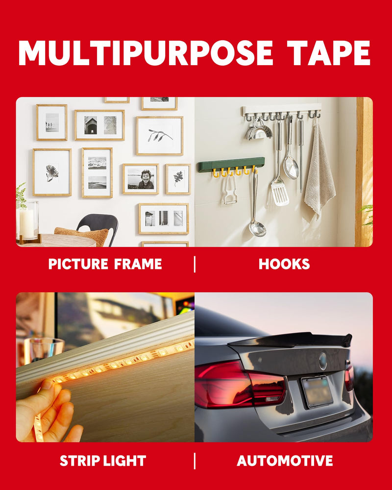 [Australia - AusPower] - HitLights Double Sided Tape Heavy Duty, 1/2 in x 50 ft, Adhesive Mounting Tape Waterproof, Strong Double Stick Foam Tape for Walls Poster Automotive Outdoor Home (Pack of 1) 50FT 