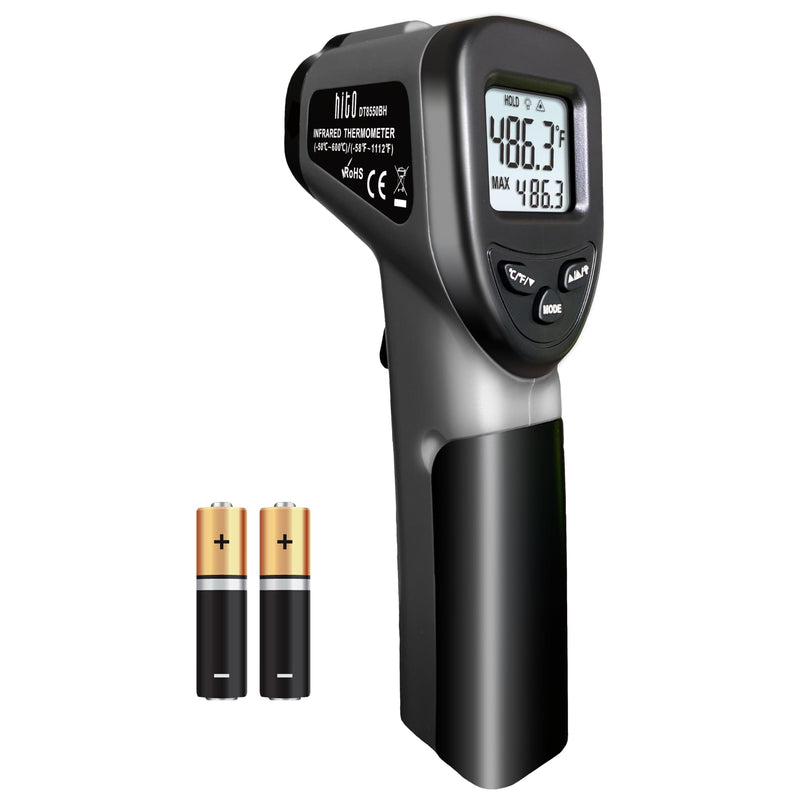 [Australia - AusPower] - hito Infrared Thermometer Temperature Gun -58°F to 1112°F, Digital Heat Gun for Pizza Oven, Cooking, Meat, Candy, Laser Tool for Griddle, Grill, Indoor Room Dark Gray 