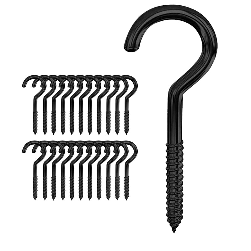 [Australia - AusPower] - 3 Inch Screws Hooks Ceiling Cup Hook Ring Screws for Indoor Outdoor Plant Hangers, Hanging Lights and Wires, Black 30 Pcs 