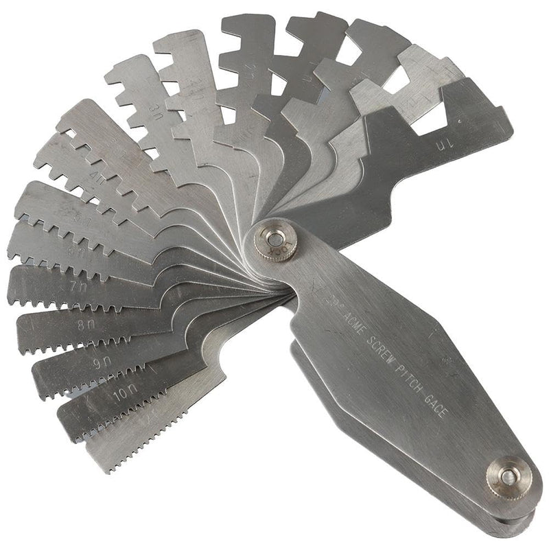 [Australia - AusPower] - 16pcs 29 Degree Acme Screw Pitch Gauge, Stainless Steel Thread Pitch Measuring Tool for Industrial Measurement, Universal Wide Application T-Thread Cutting Gage 