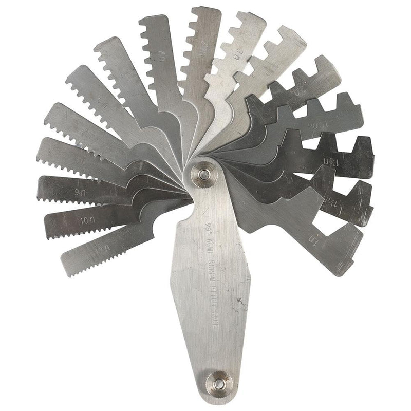 [Australia - AusPower] - 16pcs 29 Degree Acme Screw Pitch Gauge, Stainless Steel Thread Pitch Measuring Tool for Industrial Measurement, Universal Wide Application T-Thread Cutting Gage 