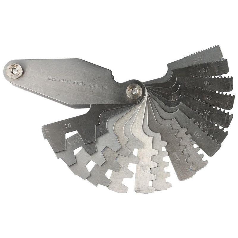 [Australia - AusPower] - 16pcs 29 Degree Acme Screw Pitch Gauge, Stainless Steel Thread Pitch Measuring Tool for Industrial Measurement, Universal Wide Application T-Thread Cutting Gage 