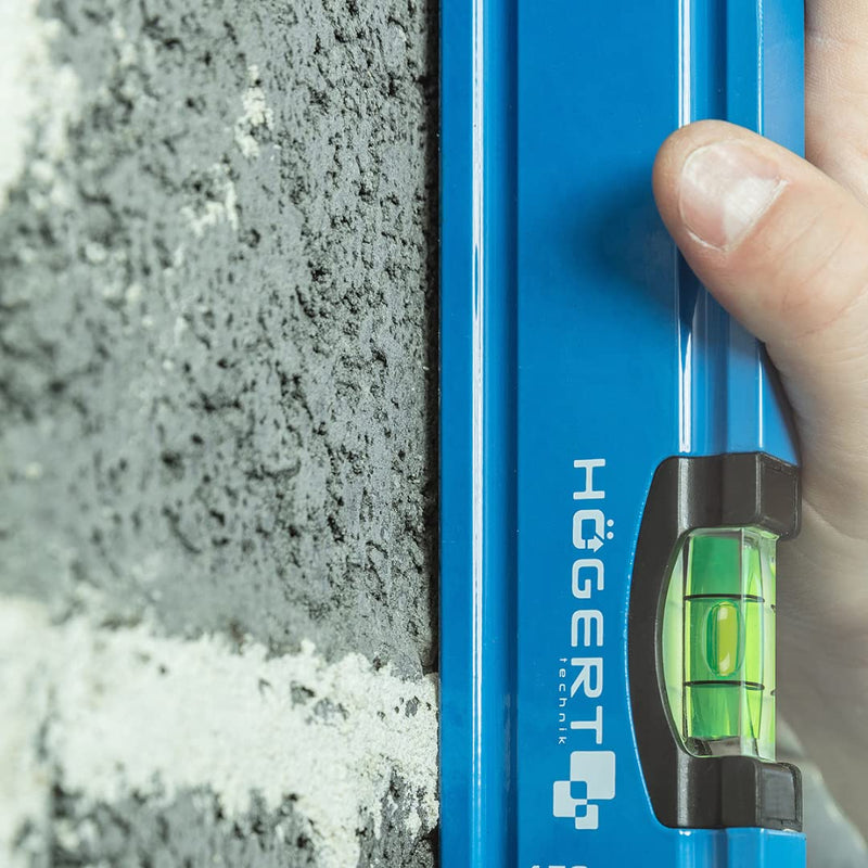 [Australia - AusPower] - Högert Technik - Wasserwaage 120 cm, Verfügt über 3 Libellen: 0 ° / 45 ° / 90 °, Wasserwaagen aus Aluminium, Stoßdämpfende Endkappen, Größe: 120×5.65×2.1 cm, HT4M012 Blue 
