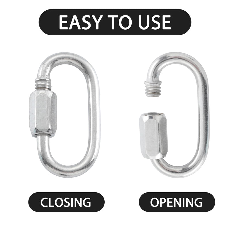 [Australia - AusPower] - HOME MASTER HARDWARE 1/8 inch Stainless Steel D Shape Quick Link Chain Links Locking Carabiner Connector Keychain Ring Buckle 10 Pack 1/8 Inch, 10 Pack 