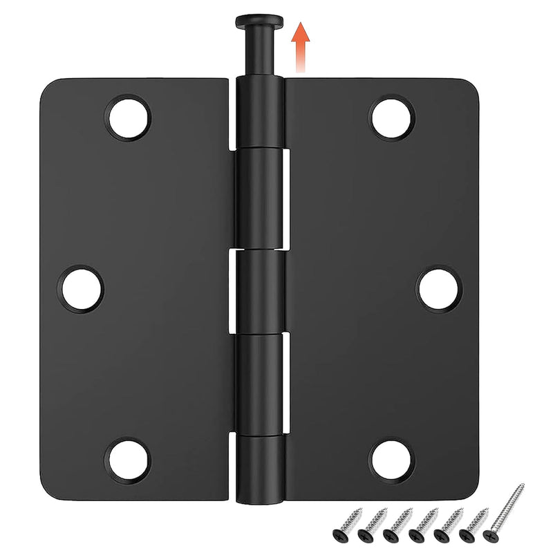 [Australia - AusPower] - 3 Pack Matte Black Door Hinges for Doors 3.5 Inch with 1/4 Radius, Interior Door Hinges, Fit Standard Door 3 Pack Matte Black-1/4 Radius 