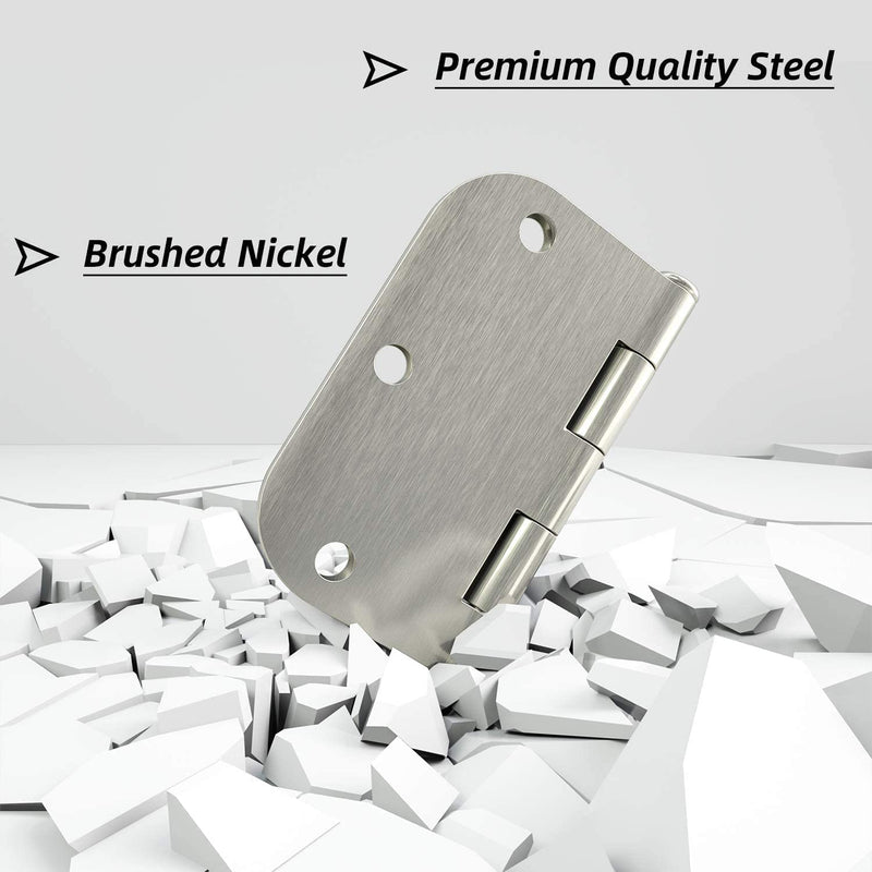 [Australia - AusPower] - 3 Pack Rounded Door Hinges Brushed Nickel 3.5 x 3.5 inch with 5/8 Radius, Satin Nickel 3 1/2 Interior Door Hinges, 3 ½"x 3 ½" Silver Hardware 3 Pack Brushed Nickel-5/8 Radius 