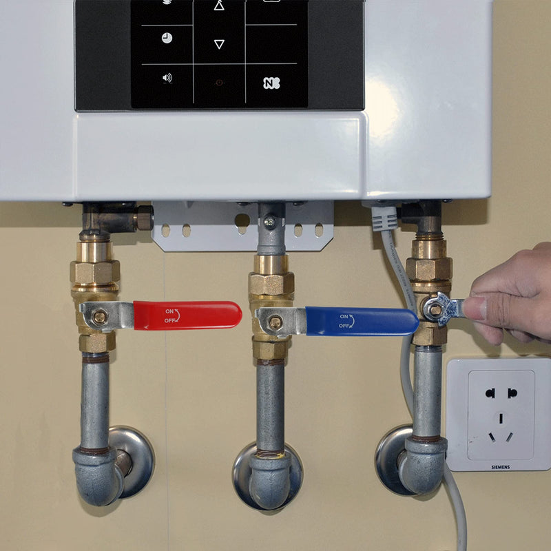 [Australia - AusPower] - Hourleey 2 Pieces 3/4 Inch Pex Brass Full Port Shut Off Ball Valve Hot and Cold, Quarter Turn HOT (RED) COLD (BLUE) of Brass Water Stop Shut Off, 1 Piece Each 3/4" x 2 Pack 
