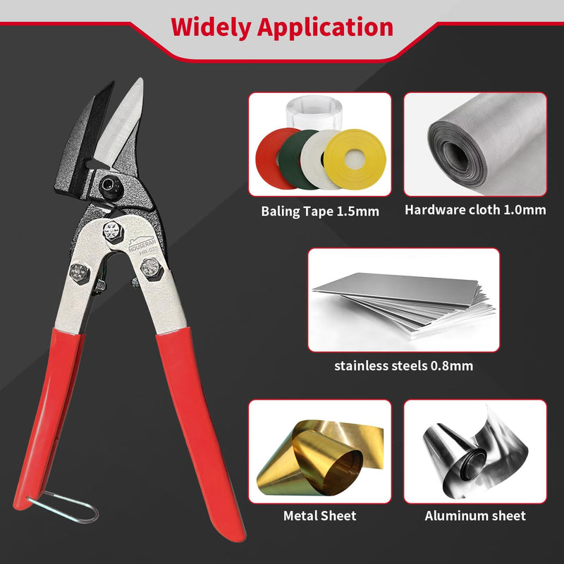 [Australia - AusPower] - Tin Snips, 10 Inch Aviation Snips, Left Cut, Heavy Duty Sheet Metal Cutter with Safety Lock and Non-slip Handle, CR-V Steel Sharp Teeth, Metal Shears Scissors for Cutting Metal Sheet 