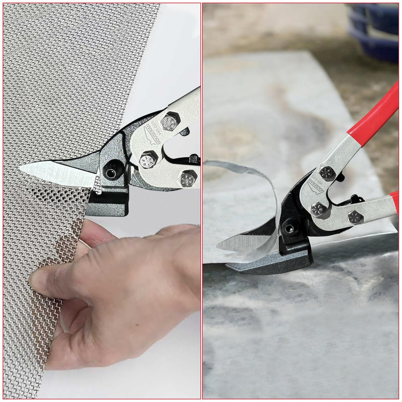 [Australia - AusPower] - Tin Snips, 10 Inch Aviation Snips, Left Cut, Heavy Duty Sheet Metal Cutter with Safety Lock and Non-slip Handle, CR-V Steel Sharp Teeth, Metal Shears Scissors for Cutting Metal Sheet 