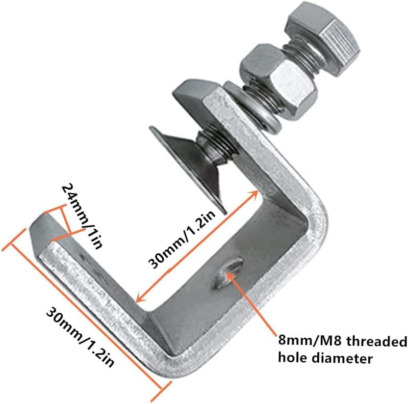 [Australia - AusPower] - 0-25Mm Mini Stainless Steel C Clamps for Mounting, 4Pcs Heavy Duty Woodworking U Clamp Set Tiger Clamp Tools with Stable Wide Jaw Opening & Protective Pads for Welding/Carpenter(4Pcs) 